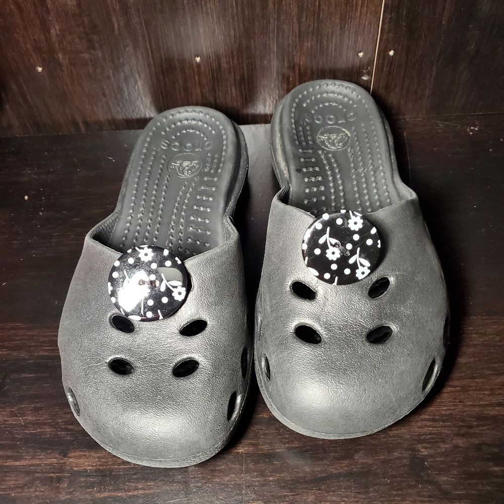 Crocs Black Slide on Open Back Mules Size W5